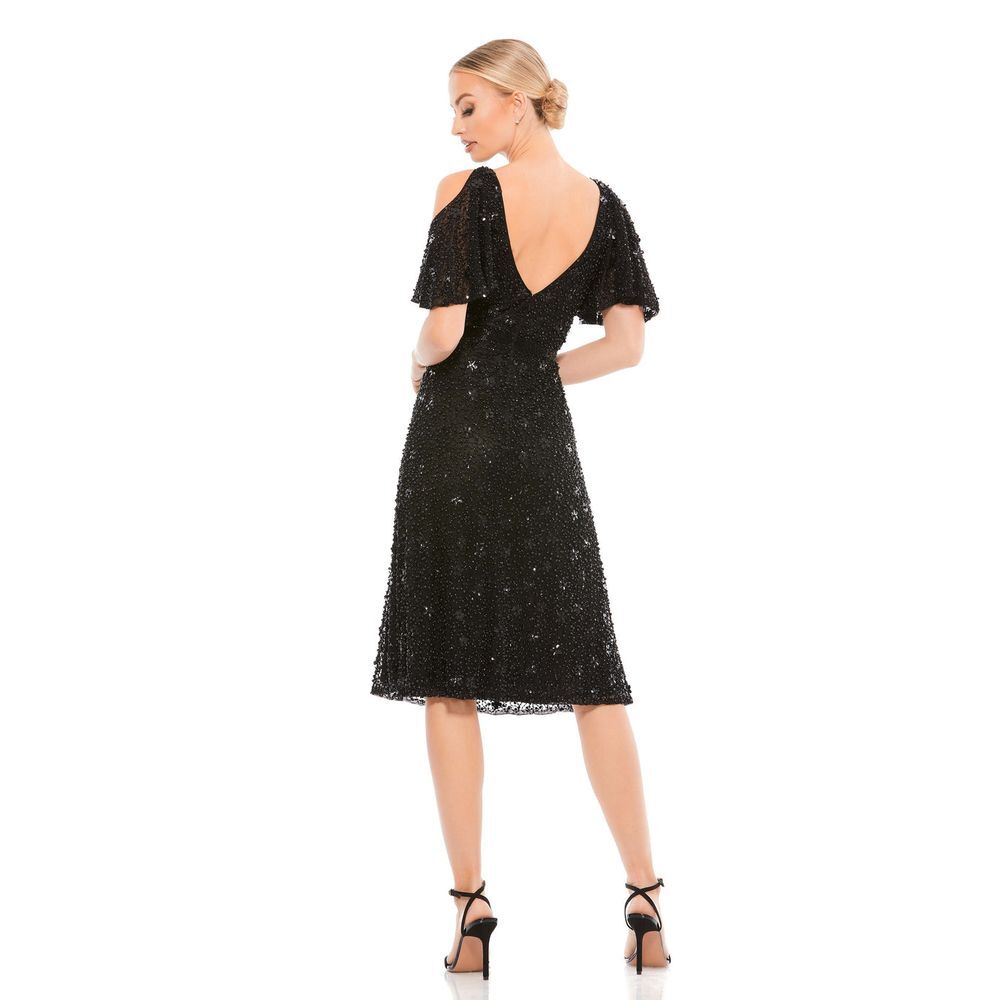 Mac Duggal Black Sequin Midi Dress - Picture 10 of 15